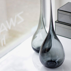 Tira Long Neck Glass Vase - Smoke - Vases