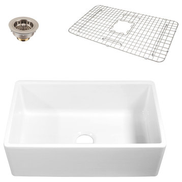 Thompson Traders KSA-493FC Fireclay 33" Farmhouse Single Basin - Gloss White