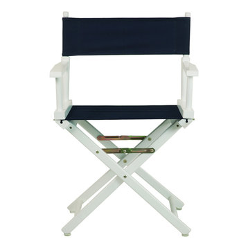 18" Director's Chair With White Frame, Navy Blue Canvas