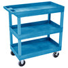 Luxor HD High Capacity 3 Tub Shelves Cart, Blue