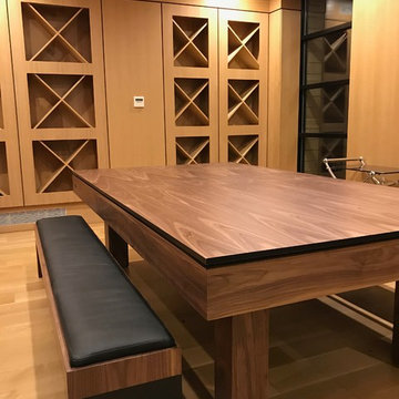 Walnut pool table with a ping pong and dining coversion top