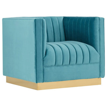 Thelma Modern Blue Velvet Lounge Chair