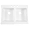 Parker Crisp White Fireclay 34" Double Bowl Quick-Fit Drop-In Kitchen Sink