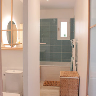 Skandinavische Badezimmer mit freistehendem Waschtisch Ideen, Design