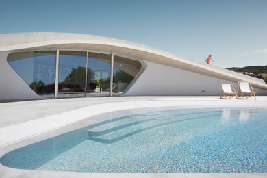 Pool - modern custom-shaped pool idea in Other