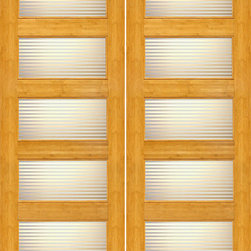 BM-24 Interior Bamboo Contemporary 5 Lite Matte Line Glass Double Door - Interior Doors