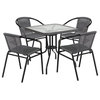 Flash Furniture 5 Piece Square Patio Dining Set in Black and Gray