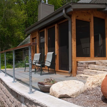Private House Deck & screened porch in Blue Mounds, WI with cable railing