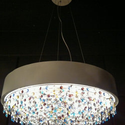Italian Designer Round Crystal Semi Flush Chandelier for Dining Room - Chandeliers