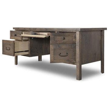 69 in. No Assembly Required Made in America Barwood Finish Executive Desk