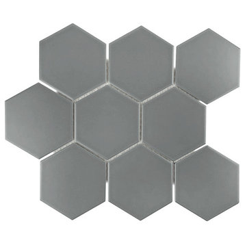 Gio Gray Matte 4" Hexagon Porcelain Mosaic Tile, Swatch Sample
