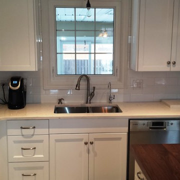 White Shaker Kitchen Walnut Island Top