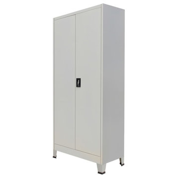 vidaXL Office Cabinet File Cabinet Filing Cabinet with 2 Doors Steel Gray