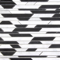 Black and White ZigZag Stone Tile Mosaics - Home Accessories & Decor