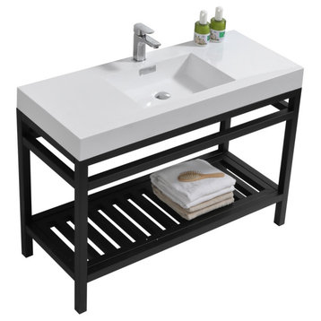 Cisco 48" Stainless Steel Console with Acrylic Sink - Matt Black