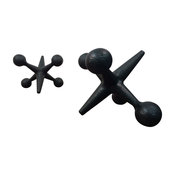 Mid Century Modern Style Cast Iron Jacks Bookends, Set of 2, Satin Black