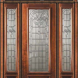 Prehung Sidelights-Transom Door 96 Wood Mahogany Palacio 3/4 Lite - Front Doors