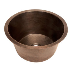 Belle Foret Model BFC1BAR Small Round Copper Bar Sink with Flat Bottom - Bar Sinks
