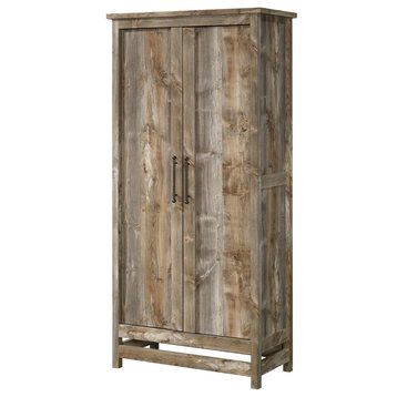 Rustic Storage Cabinet, 2 Large Doors With 6 Adjustable Shelves, Cedar Finish