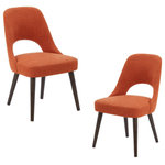 Olliix - INK+IVY Nola Dining Chairs, Set of 2, Orange - Dress up your dining room with the INK&IVY Nola Dining Chair. A solid wood frame and wood legs with a dark brown finish provide superior and long-lasting support. These dining room chairs bring a splash of color and stylish flair to your dining area.