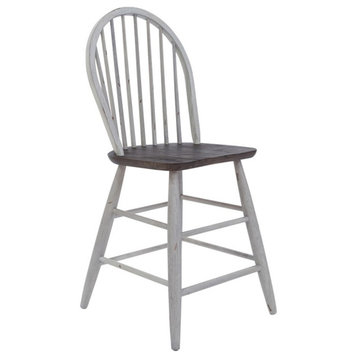 Farmhouse White Windsor Back Counter Chair- Set of 2