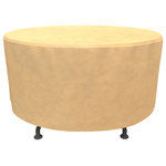 Budge - Budge All-Seasons Round Patio Table Cover Medium (Nutmeg) - The Budge All-Seasons Round Patio Table Cover, Medium provides high quality protection to your round patio table. The All-Seasons Collection by Budge combines a simplistic, yet elegant design with exceptional outdoor protection. Available in a neutral blue or tan color, this patio collection will cover and protect your round patio table, season after season. Our All-Seasons collection is made from a 3 layer SFS material that is both water proof and UV resistant, keeping your patio furniture protected from rain showers and harsh sun exposure. The outer layers are made from a spun-bonded polypropylene, while the interior layer is made from a microporous waterproof material that is breathable to allow trapped condensation to flow through the cover. Our waterproof patio table cover features Cover stays secure in windy conditions. With our All-Seasons Collection you'll never have to sacrifice style for protection. This collection will compliment nearly any preexisting patio decor, all while extending the life of your outdoor furniture. This round table cover measures 48" diameter x 28" drop.