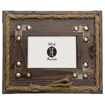 Wood With Metal Strips And Rope Frame