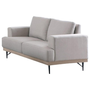 Coaster Kester Modern Fabric Upholstered Recessed Track Arm Loveseat in Beige