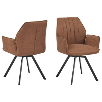 Chidimma Polyester Swivel Arm Chair Brown