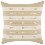 Jaipur Living - Jaipur Living Vanda Stripes Throw Pillow, Taupe/Cream, Polyester Fill - The Emani pillow collection offers effortless, global style in an assortment of chic, desert neutral tones. Woven of natural cotton, the Vanda pillow features a unique and clean-lined stripe design with simple, tribal accents. The warm taupe and cream colorway of this kilim-inspired pillow is versatile and perfect for any contemporary decorating palette.