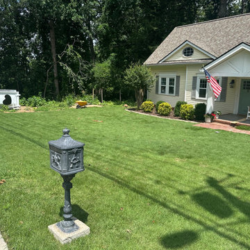 New Garage Foundation, Concrete Driveway & Brick Border Sidewalk