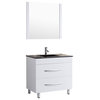 Style 4, 36"W White Vanity Sink Base Cabinet, Mirror, LV4-36W