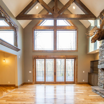 Transitional Rustic Custom Home-Great Room, Fireplace