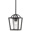 Mercer Mini Pendant, Matte Black With Matte Black accents and Seeded Glass
