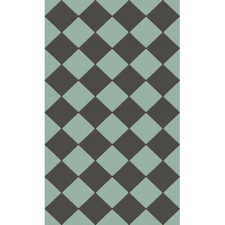 Joli Sol Checkers Light Blue and Slate Vinyl Mat, 36x60 Rectangle
