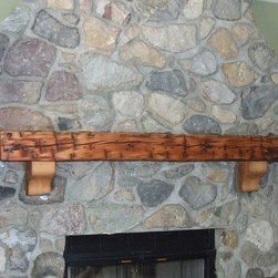 Antique Reclaimed Wood Barn Beam Mantle - Fireplace Mantels