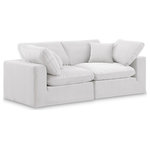 Meridian Furniture - Comfy Upholstered Modular Sofa, Cream, 2-Piece: 2 Corner Chair, Velvet - Give your space a whole new look with this cream Comfy velvet sofa. This handsome sofa fits nicely with other items in the Comfy collection and is a versatile seating option designed for adaptability, comfort and style. Wrapped in rich cream durable velvet upholstery, this sofa offers a plush embrace of overstuffed down feather cushions, carefully crafted to deliver the highest level of comfort. The perfect seat for creating an oasis for relaxation, this sofa has thick foam surrounding its frame for added support and coziness.