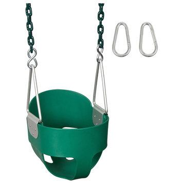 High-Back Full Bucket Swing Seat With Coated Chain, 5.5', Green