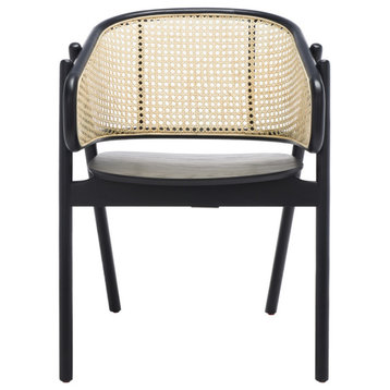 Safavieh Couture Emmy Rattan Back Dining Chair, Black/Natural