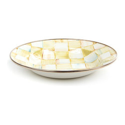 Parchment Check Enamel Rimmed Dish | MacKenzie-Childs - Dinner Plates