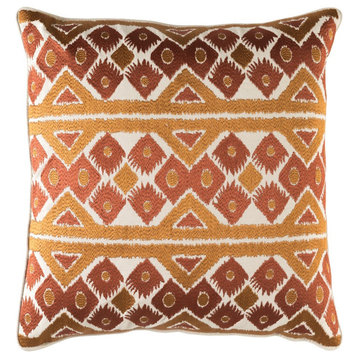 Morowa by Surya Down Pillow, Khaki/Camel/Orange, 20' x 20'