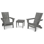 Polywood - Polywood Quattro 3-Piece Adirondack Set, Slate Gray - Simple to fold flat and travel with you by removing two pins at the front of the chair, the Quattro Folding Adirondacks and the POLYWOOD Modern Side Table will create a relaxing spot on your porch, patio, or beach space. This set is constructed of durable POLYWOOD lumber available in a variety of attractive, fade-resistant colors and will never require painting, staining, or waterproofing.