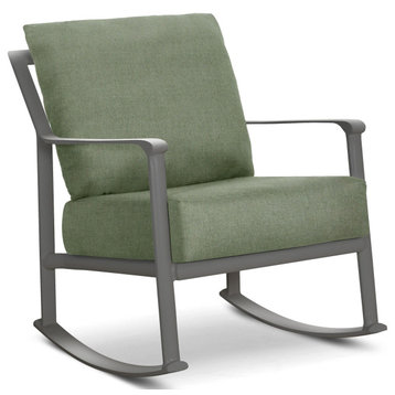 Aspen Cushion Rocking Lounge Chair, Weathered Teak