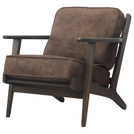 New Pacific Direct Albert 19" Fabric Accent Chair in Dark Brown/Mocha Hide