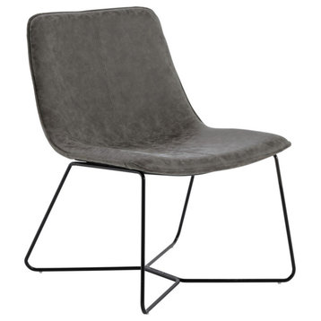 Grayson Accent Chair in Charcoal Faux Leather with Black Base