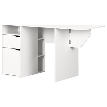 Pemberly Row Expandable Craft Table-Pure White-Pemberly Row Contemporary