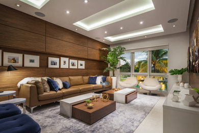 This is an example of a contemporary family room in Miami.