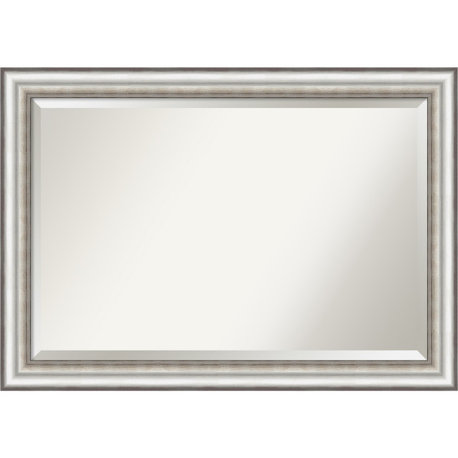 Salon Silver Beveled Bathroom Wall Mirror - 41.25 x 29.25 in.