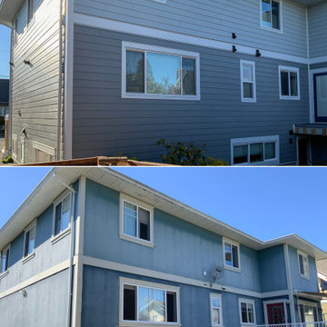 Before (bottom) & After (top) - JH Plank (7" reveal) Cedarmill in Gray Slate and