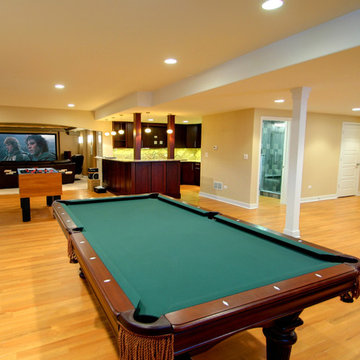 Finished basement with game room, kitchen and home theatre